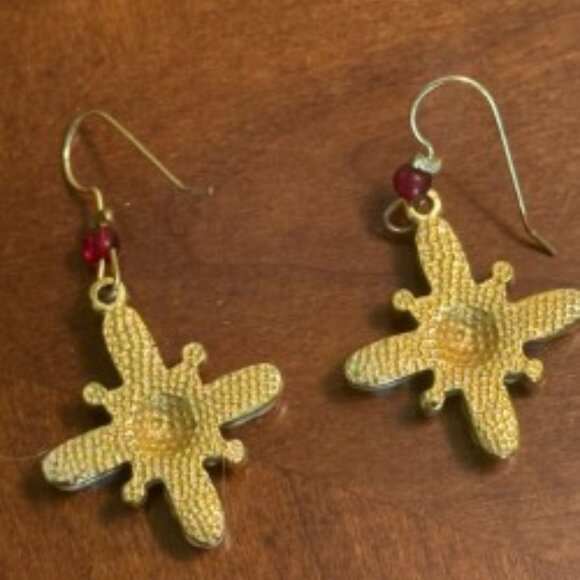 Earrings - Cross shaped with Faux Pearls & Gems - Picture 2 of 3
